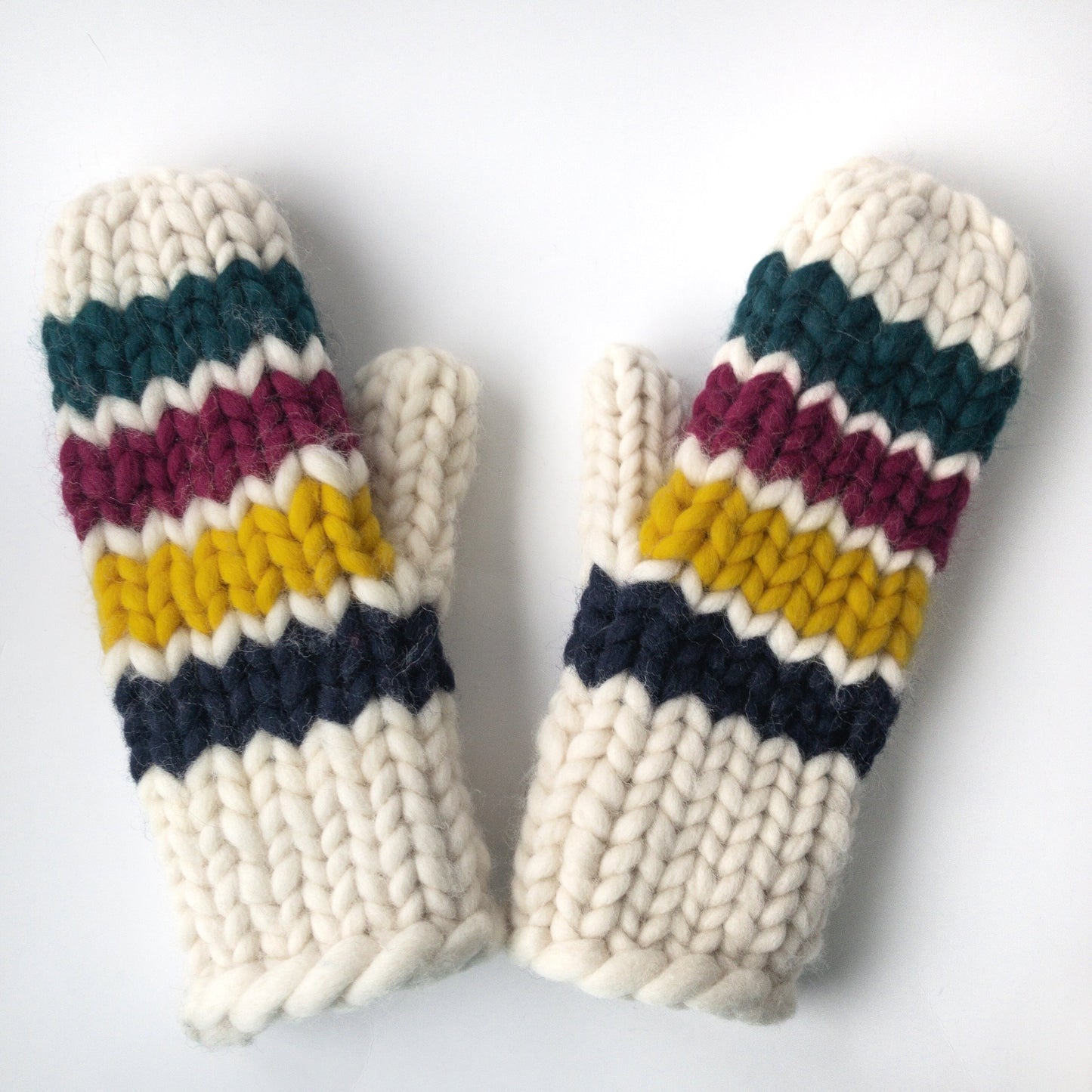 Merino Wool Stripped Mittens, Super Chunky Mittens, Warm Winter Mittens, Gloves Women, Super chunky knits, Gift for her