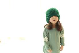 Green Knitted Beanie - Kids