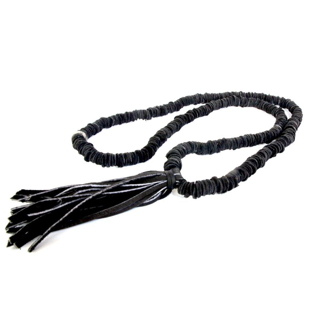 Noir Leather Tassel Necklace