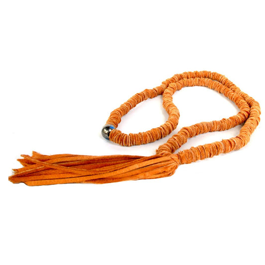 Tan Leather Tassel Necklace