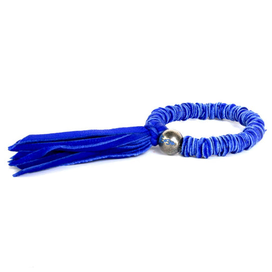 Indigo Blue Leather Tassel Bracelet