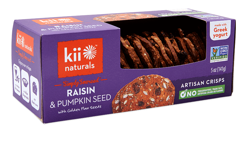 KII NATURALS: Raisin & Pumpkin Seed with Golden Flax Seeds Crisps, 5 oz