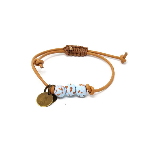 Sky Blue Tan Pipeline Beaded Bracelet