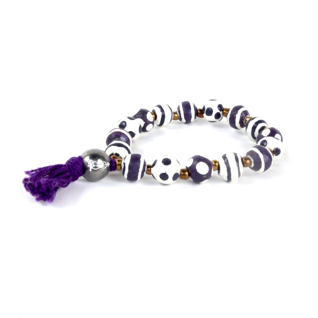 Purple Tassel Painted Clay Bracelet