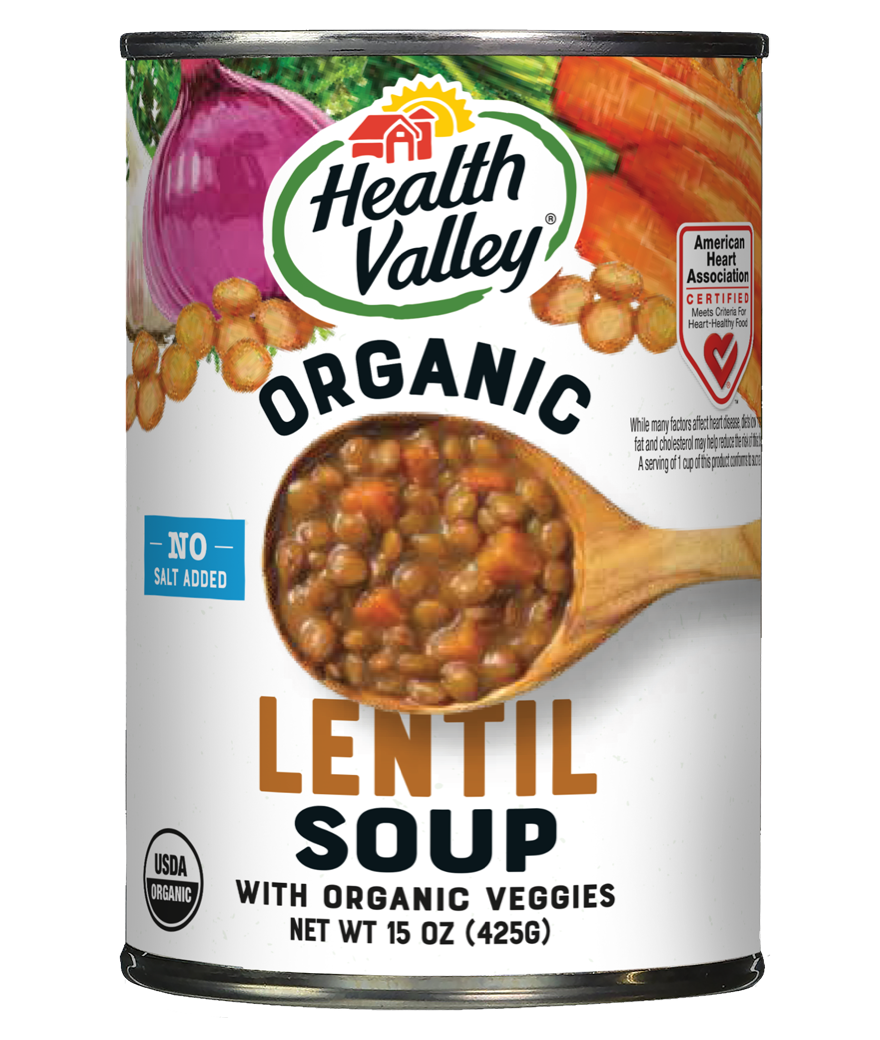 HEALTH VALLEY: No Salt Organic Lentil soup, 15 oz