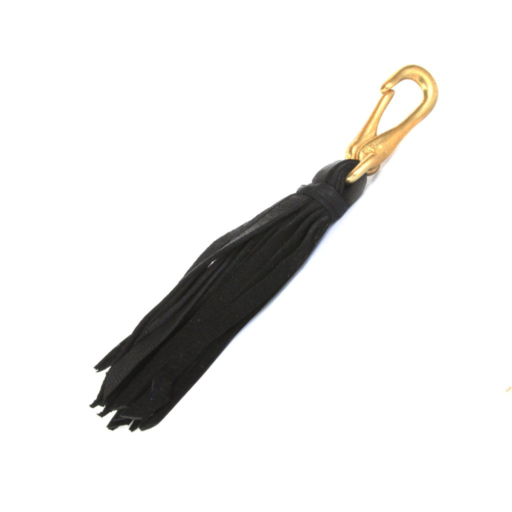 Noir Black Leather Tassel Key Chain