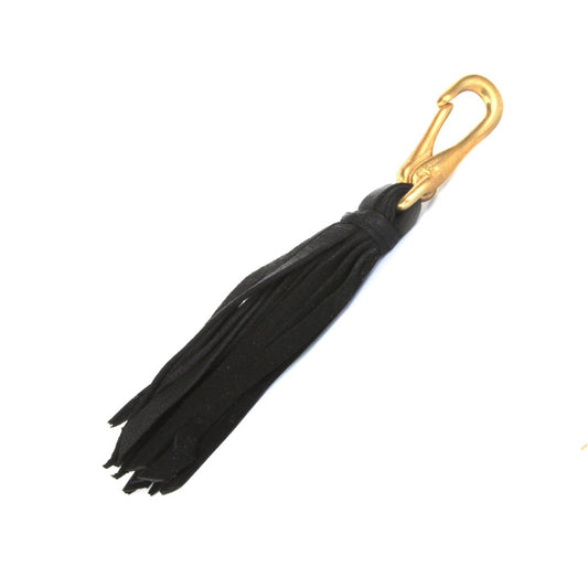 Noir Black Leather Tassel Key Chain
